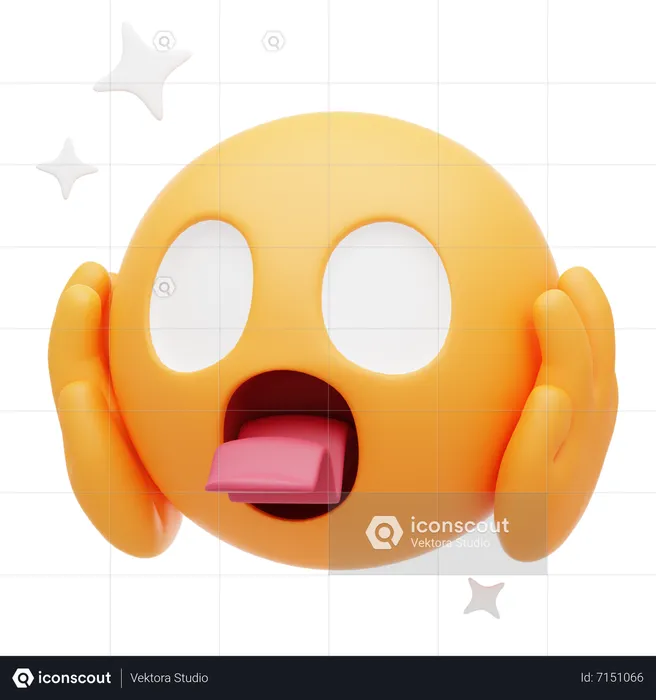 Shocked Face Emoji Logo 3D Icon