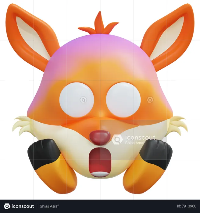 Shocked Fox Emoticon Emoji 3D Icon