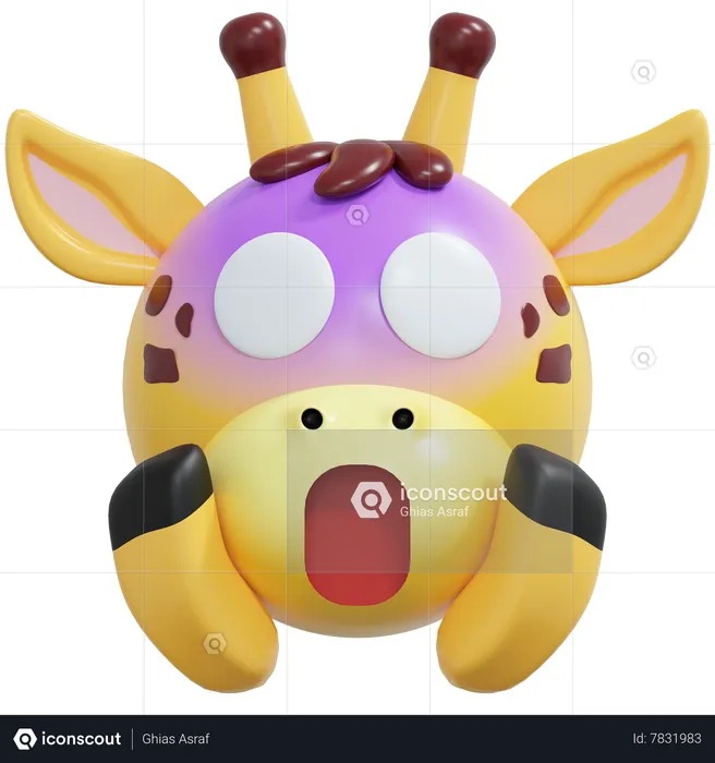 Shocked Giraffe Emoticon Emoji 3D Icon