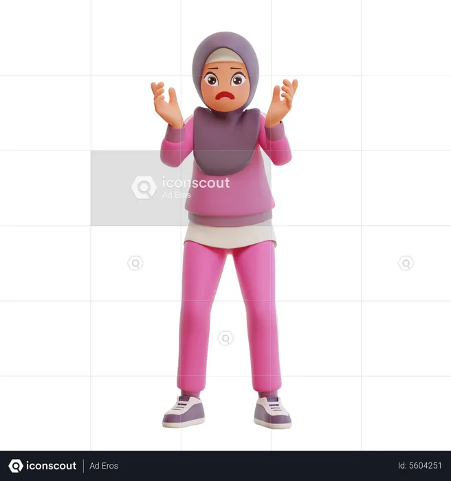 Shocked Muslim Woman  3D Illustration