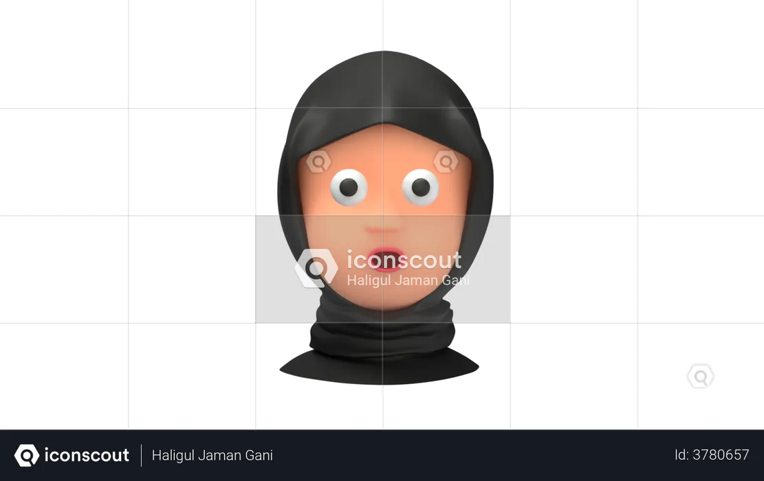 Shocking Arab Woman emoji Emoji 3D Illustration