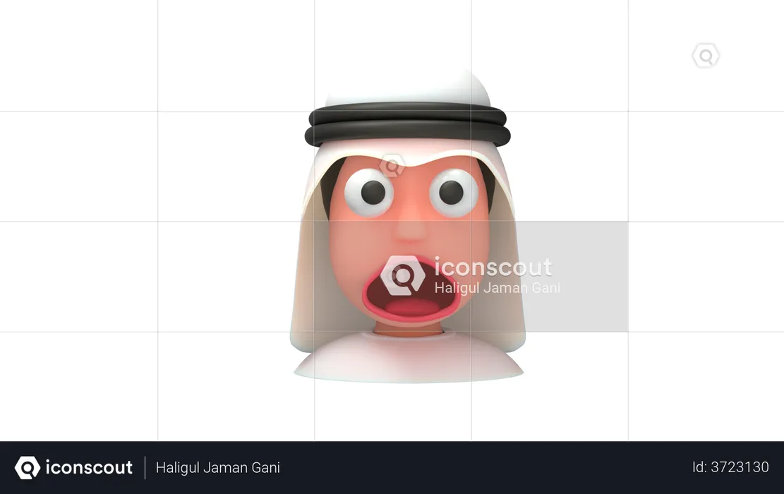 Shocking Emirate Man Emoji 3D Illustration