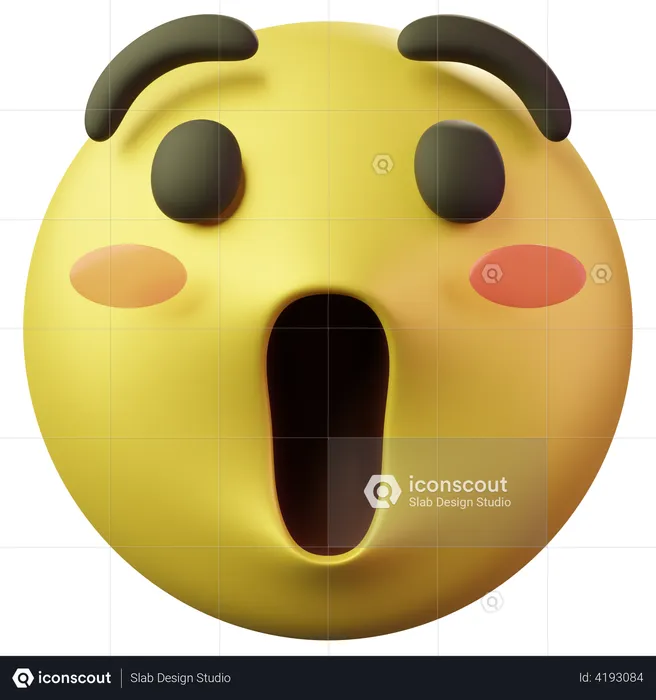 Shocking Face Emoji 3D Illustration