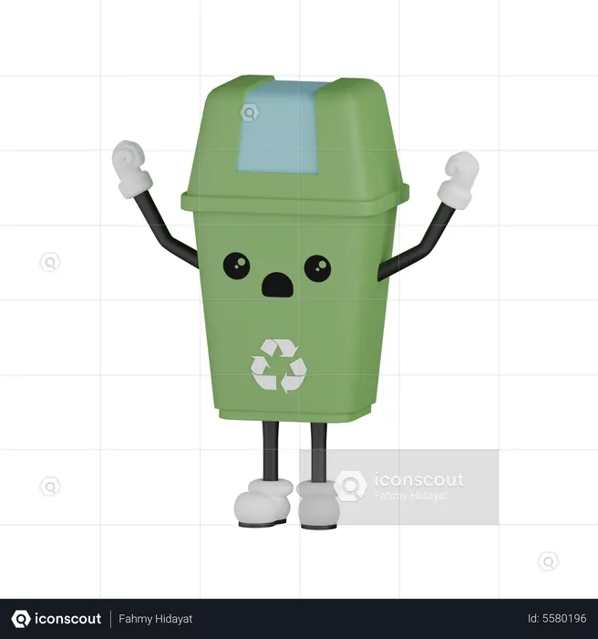 Shocking Trash Bin  3D Illustration