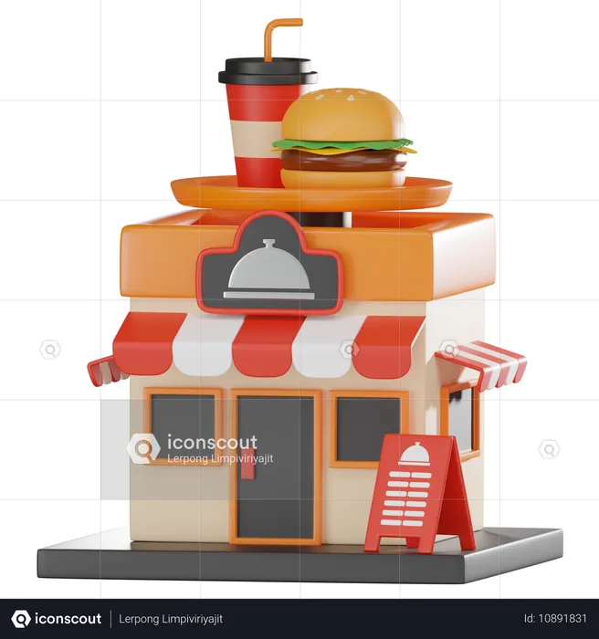 Fast food Laden  3D Icon