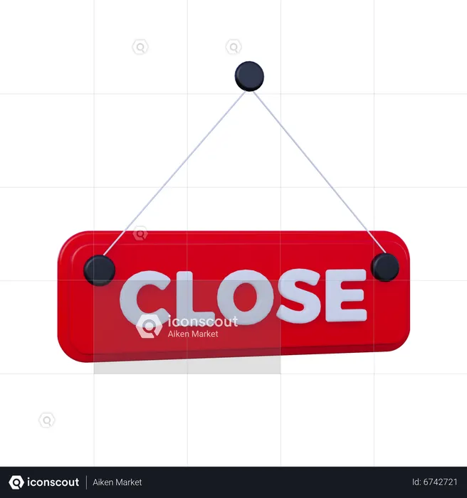 Shop Board Close  3D Icon