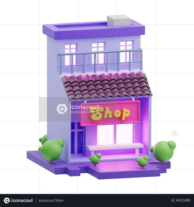 Shop Building  3D Illustration