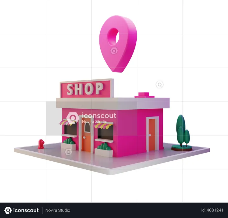 Shop Location  3D Illustration