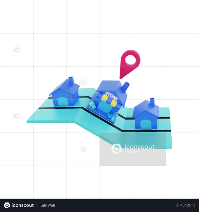 Shop Location Map  3D Illustration