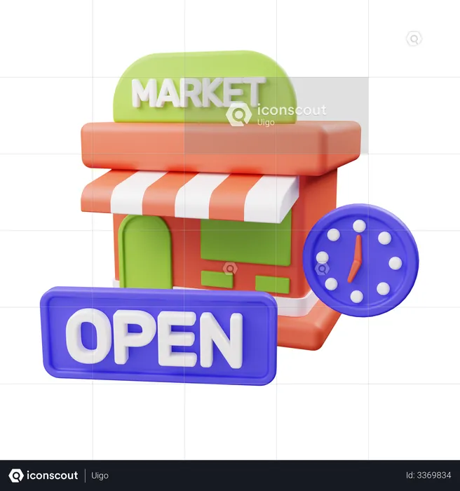 Shop open  3D Illustration