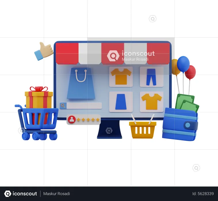 Shopping app  3D Illustration