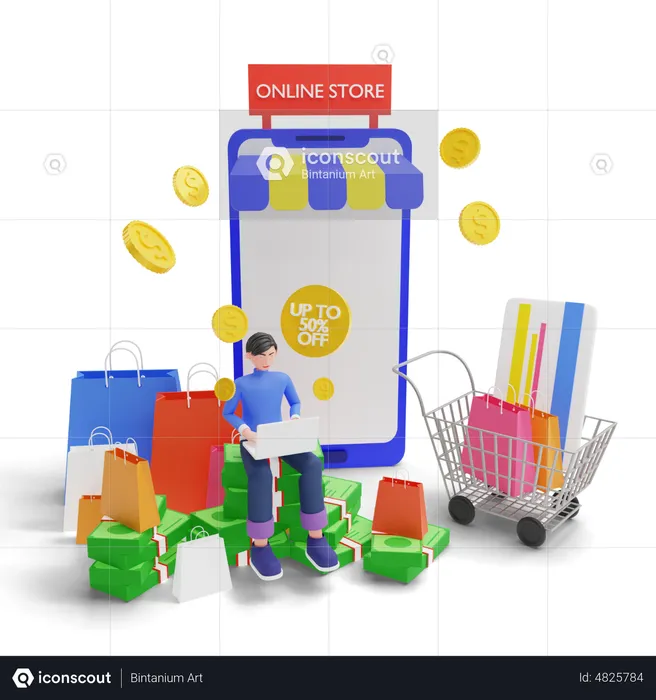 Shopping App Sale  3D Illustration