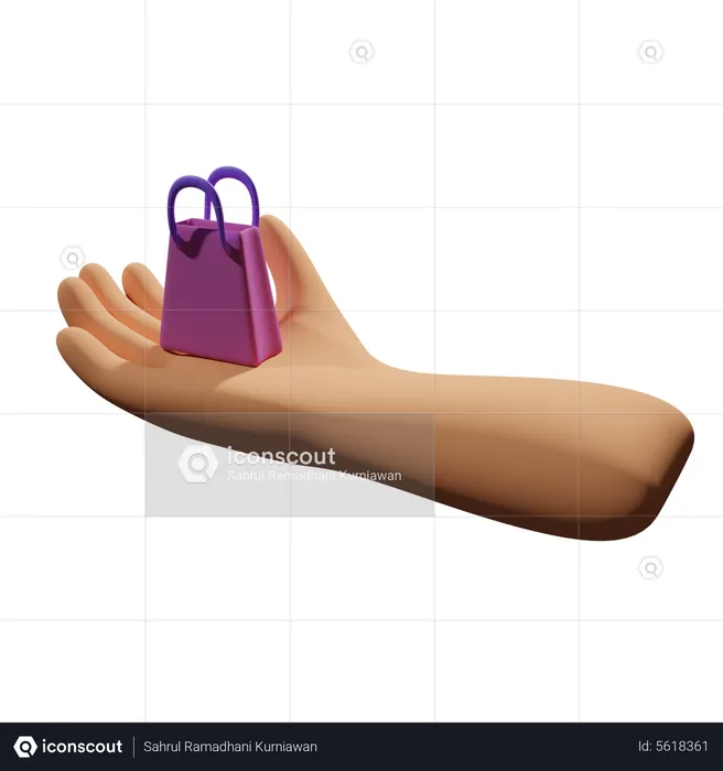 Shopping Bag Holding Hand  3D Icon