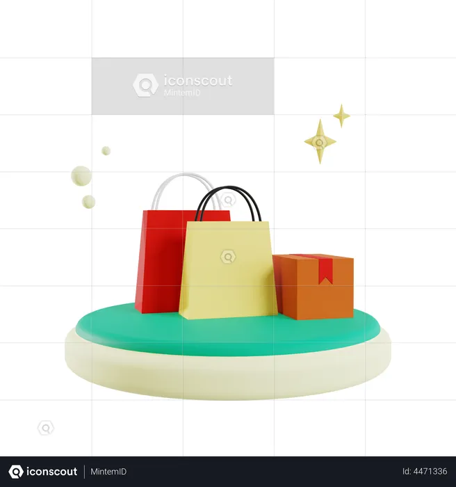 Shopping Bag With Box  3D Illustration