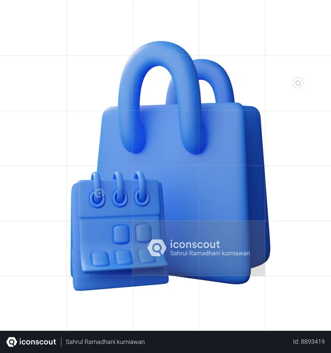 Shopping bag with calendar  3D Icon