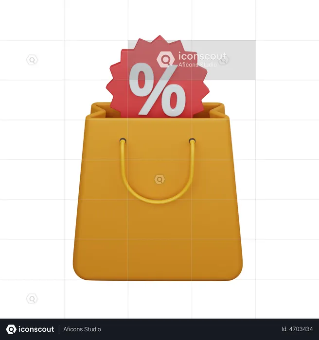 Shopping bag with discount  3D Icon