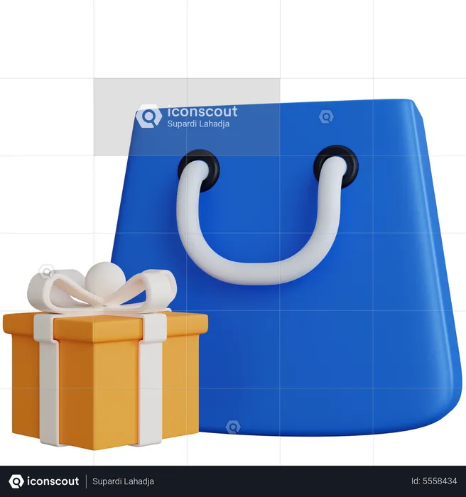 Shopping Bag With Gift Box  3D Icon