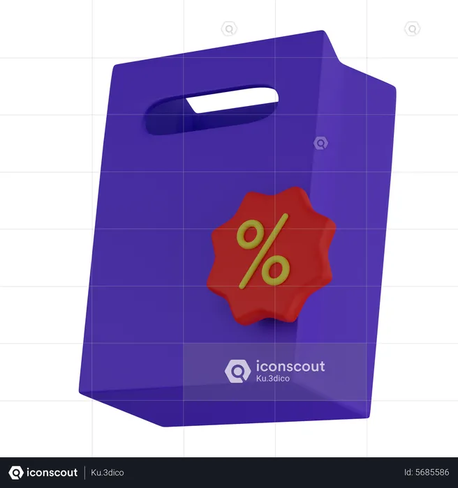 Shopping bag with percentage  3D Icon