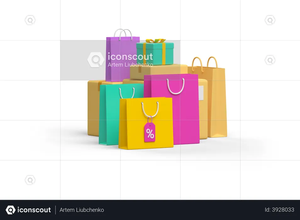 Shopping bags and gifts  3D Illustration