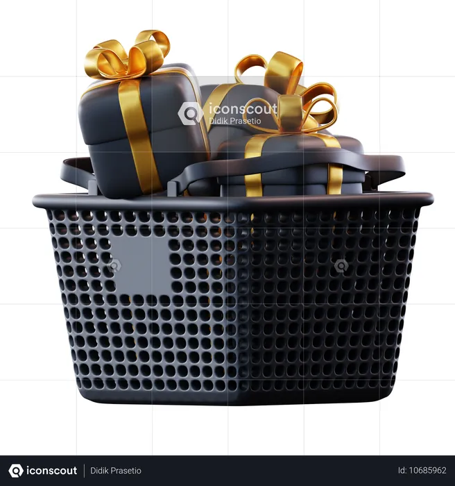 Shopping Basket And Gift  3D Icon