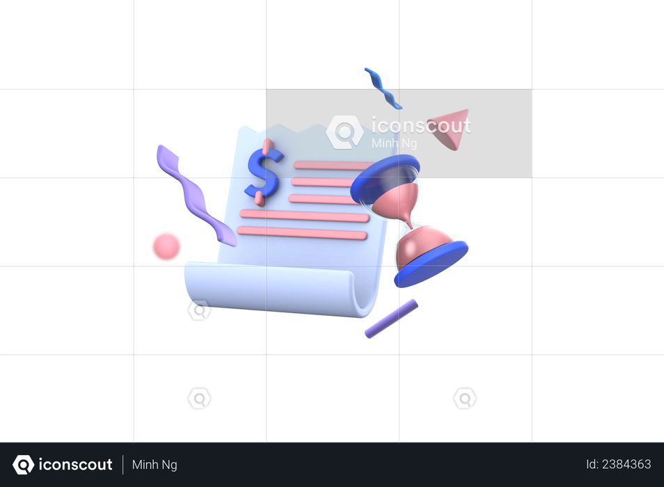 Shopping Bill Payment Due 3D Illustration