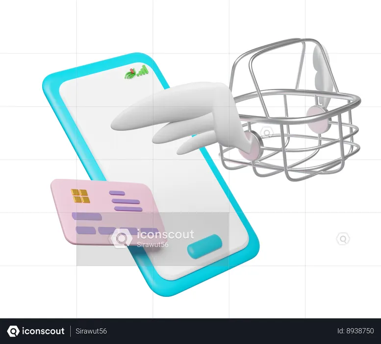 Shopping By Paying Through Card  3D Icon