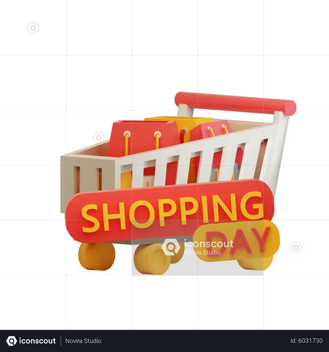 Shopping Cart And Bags  3D Illustration