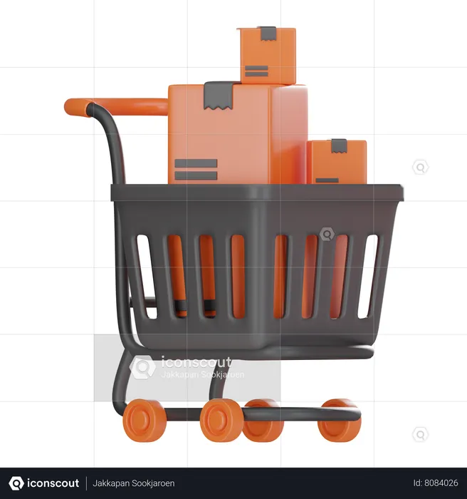 Shopping Cart Box  3D Icon