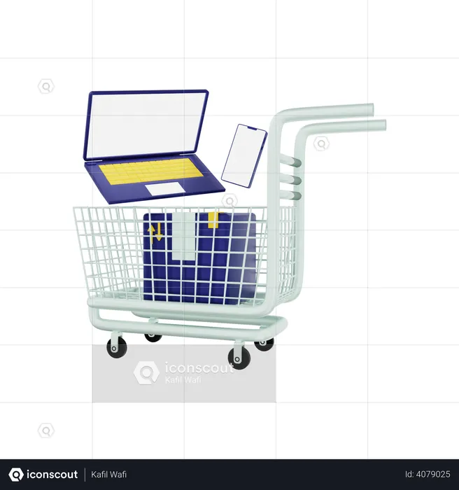 Shopping cart full  3D Illustration