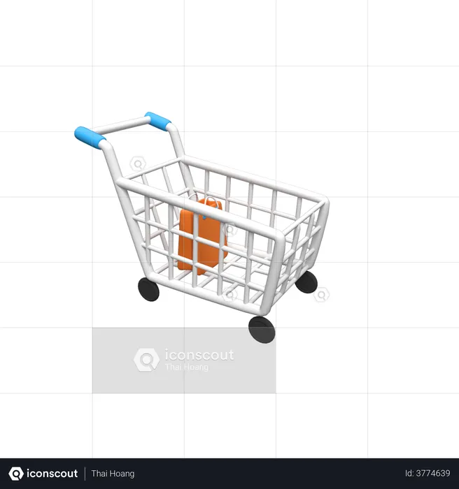 Shopping Cart With Bags  3D Illustration