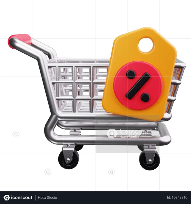 Shopping Cart with Percent  3D Icon