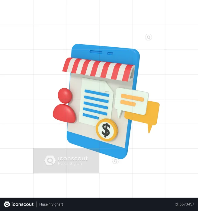 Shopping invoice on phone  3D Icon