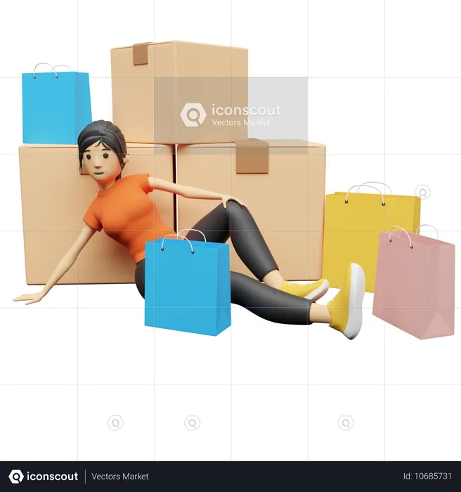 Shopping Model posing for promotion  3D Illustration