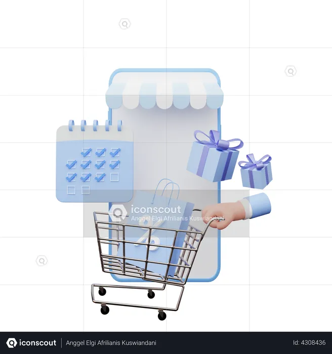 Shopping on sale day  3D Illustration