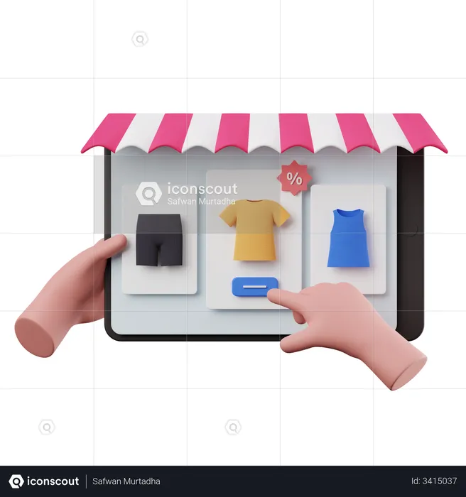 Shopping on Tablet  3D Illustration