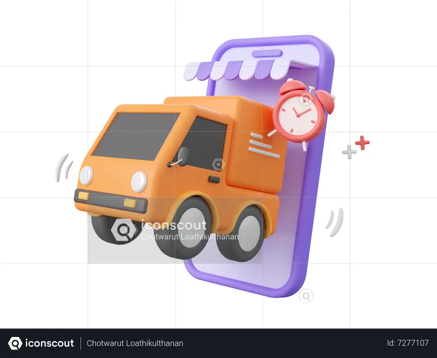 Shopping online and delivery by truck  3D Icon