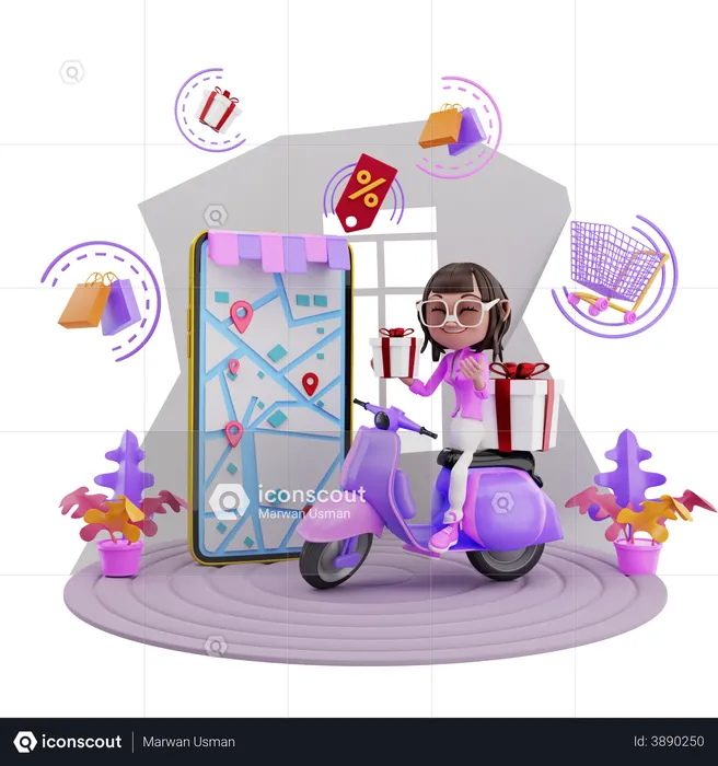 Shopping order delivery  3D Illustration
