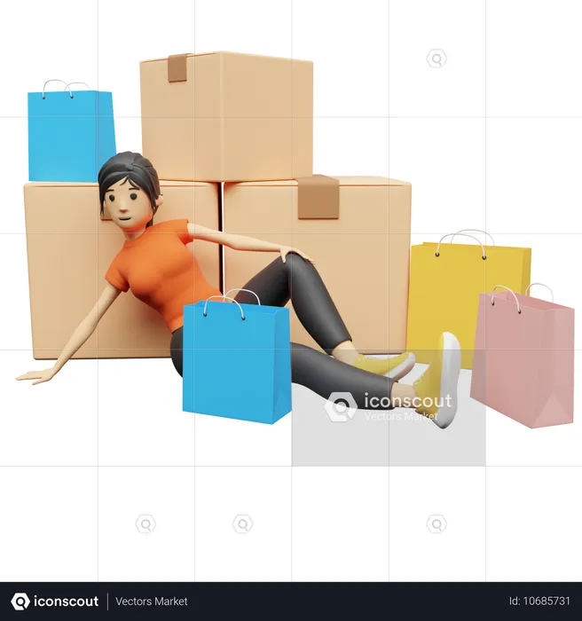 Shopping Posing Promotion  3D Illustration