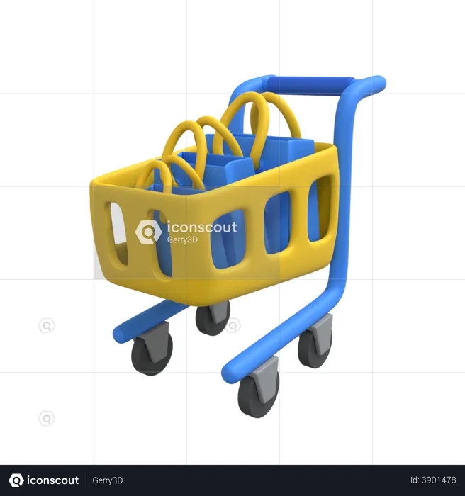 Shopping Trolley  3D Illustration