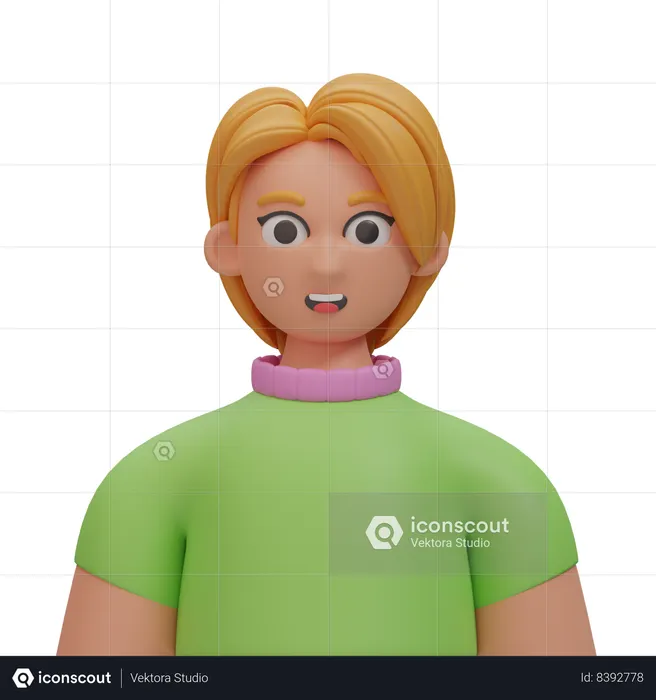 Short hair blonde girl  3D Icon