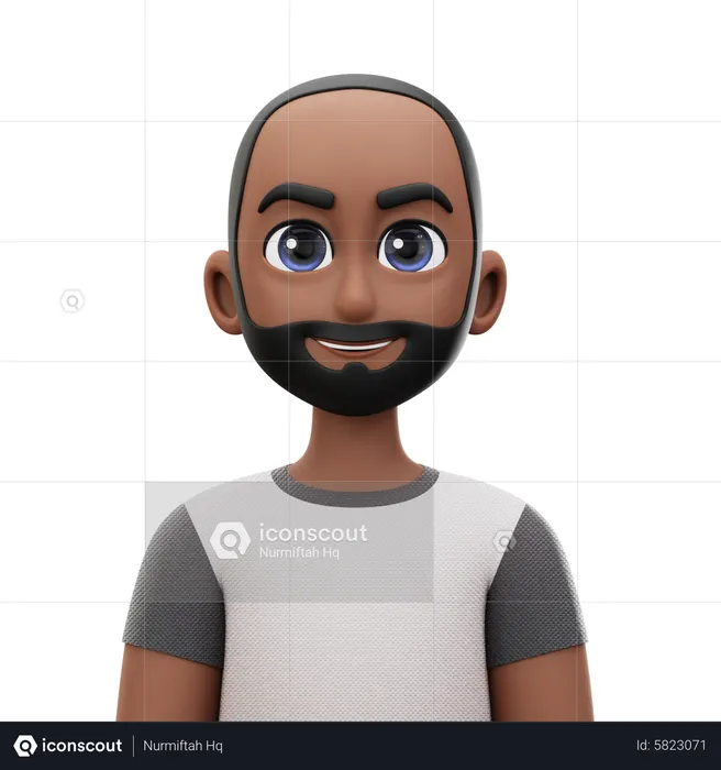 Short Hair Man with Beard  3D Icon