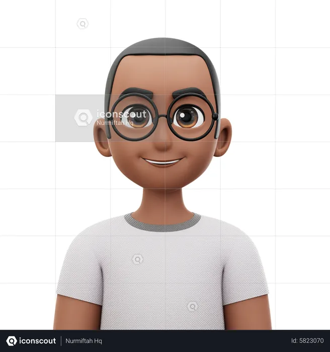 Short Hair Man with Glasses  3D Icon