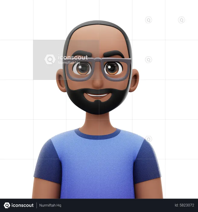 Short Hair Man with Glasses  3D Icon