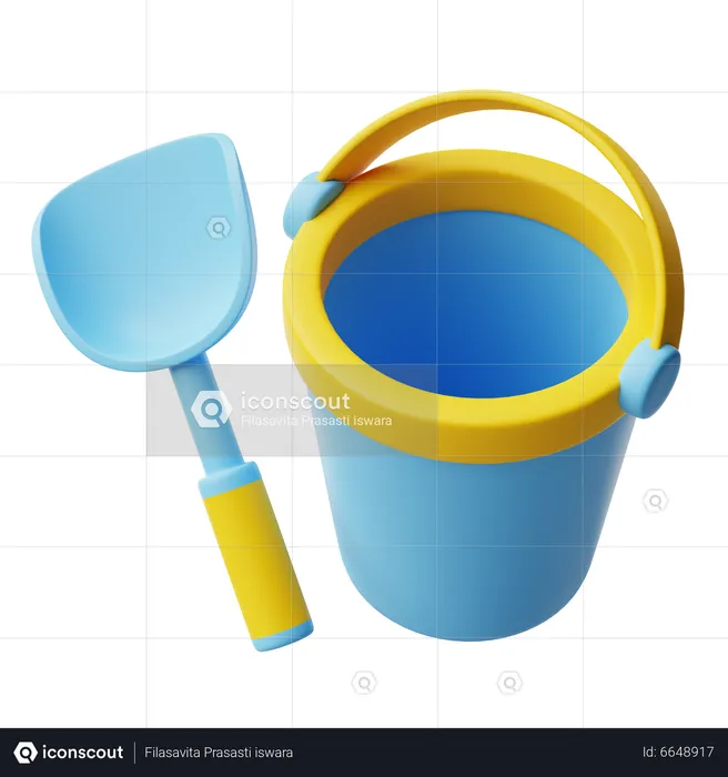 Shovel and bucket  3D Icon