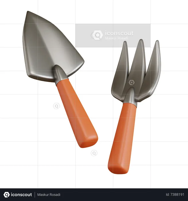 Shovel And Fork  3D Icon