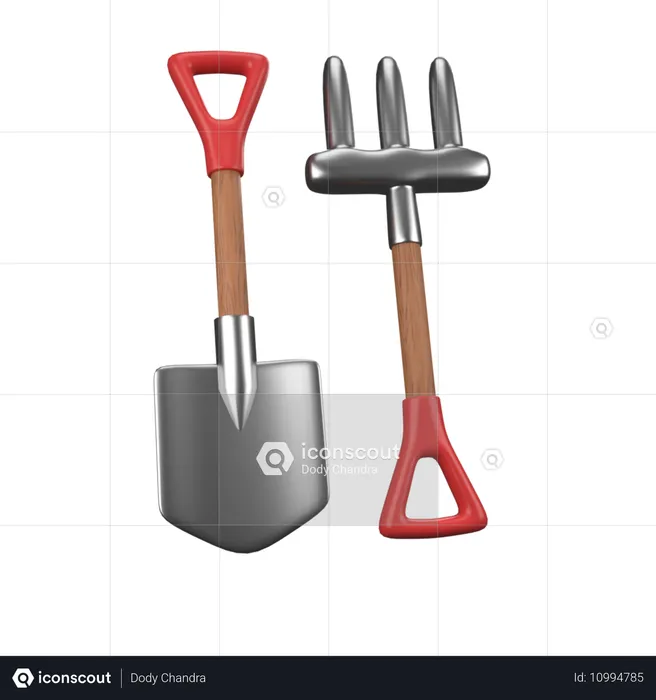 Shovel And Pitchfork  3D Icon