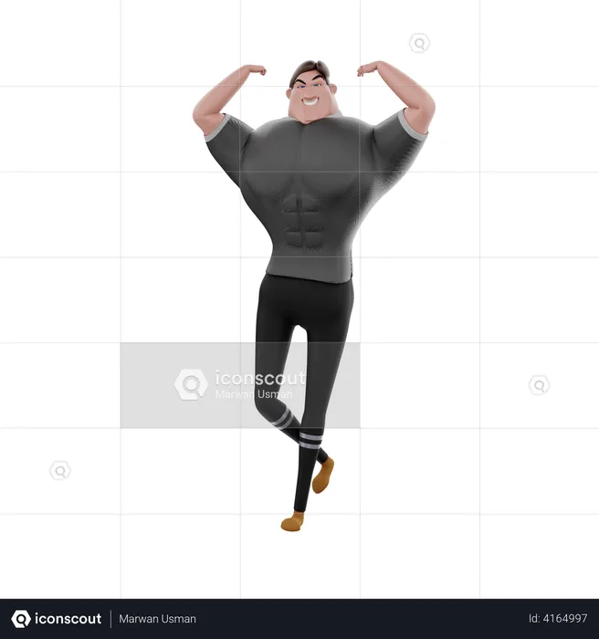 Showing Biceps  3D Illustration
