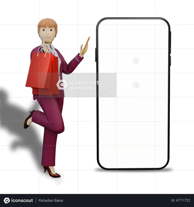 Showing Mobile Screen  3D Illustration
