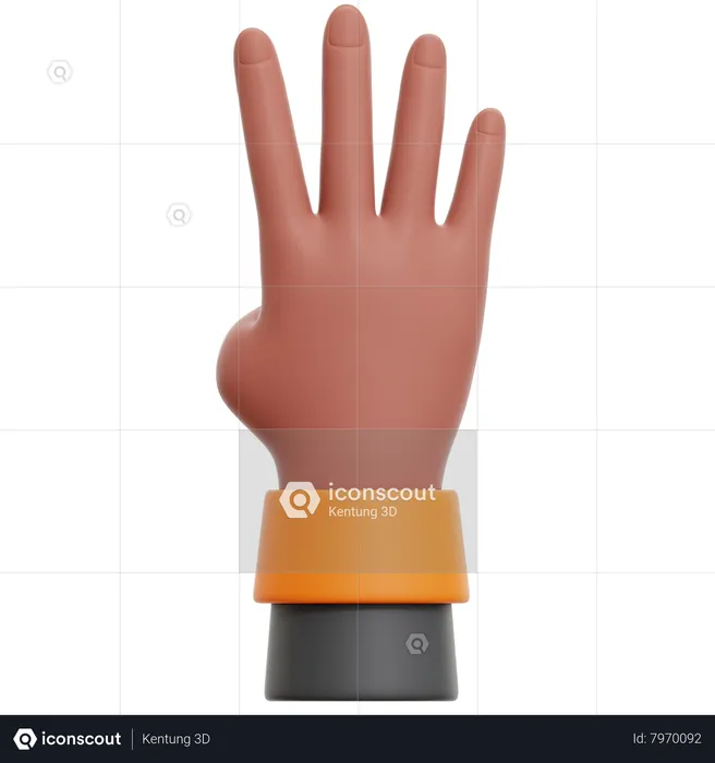 Showing Number Four Hand Gesture Emoji 3D Icon