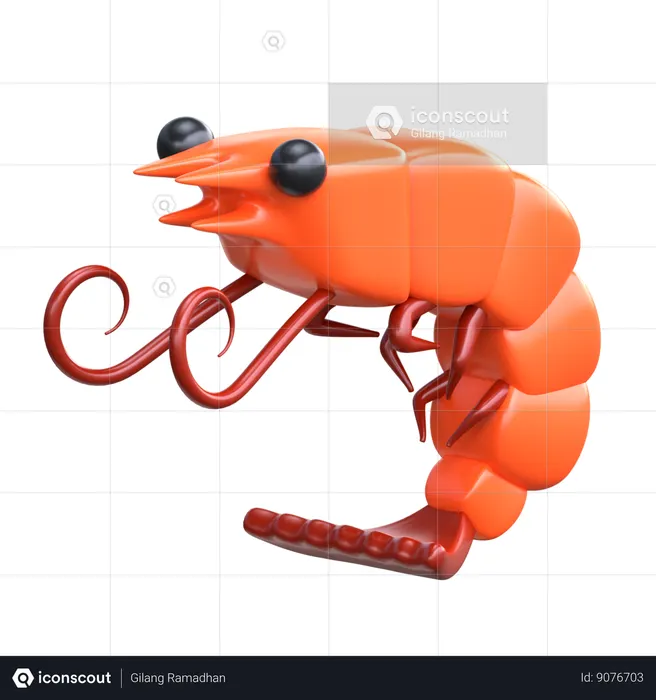 Shrimp  3D Icon